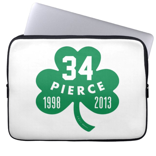 Funda Para Portátil Celtics - Pierce 34 Retirado Número Clover (Verde) (Frente)