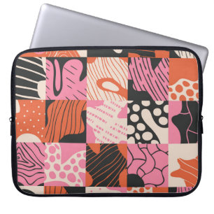 Funda Para Portátil Células Doodle: Diseño de Patrón Geométrico.
