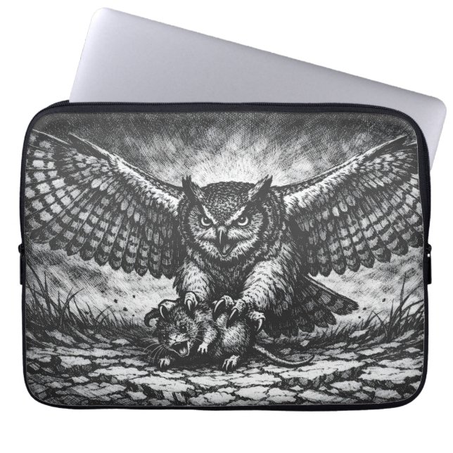 Funda Para Portátil Centinela de búho alado de BurnsInHell (Frente)