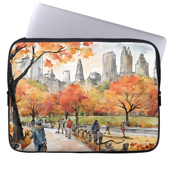 Funda Para Portátil Central Park, acuarelas, generadas por IA, (Frente)