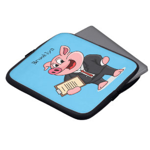 Funda Para Portátil Cerdo gracioso personalizado de traje de negocios