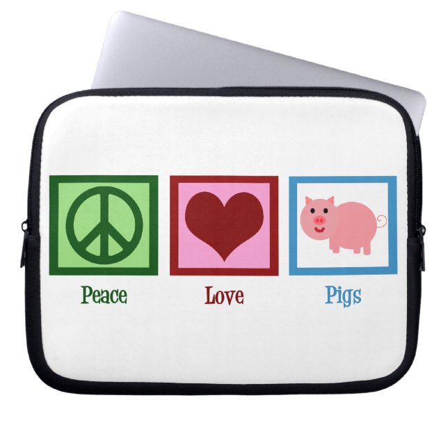 Funda Para Portátil Cerdos de amor por la paz (Frente)