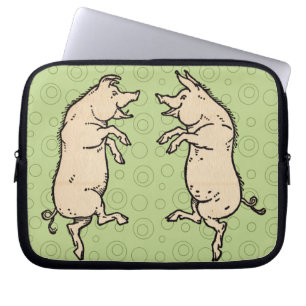 Funda Para Portátil Cerdos de baile de antigüedades: Whimsical Vintage