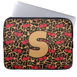 Funda Para Portátil Cerezas de leopardo personalizadas