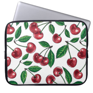 Funda Para Portátil Cerezas rojas en blanco