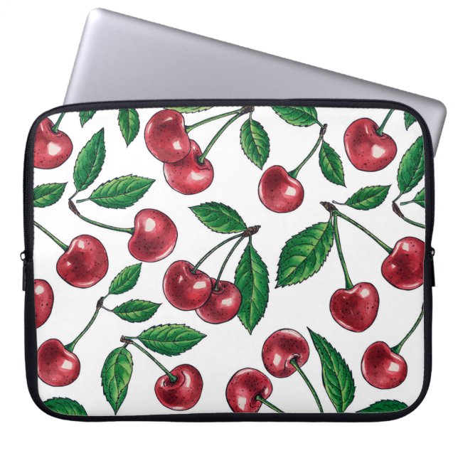 Funda Para Portátil Cerezas rojas en blanco (Frente)