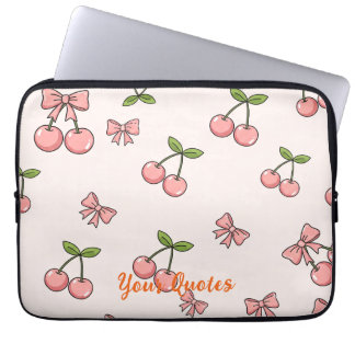 Funda Para Portátil Cerezas Rosadas y Lazos Patrón Continuo Adorable