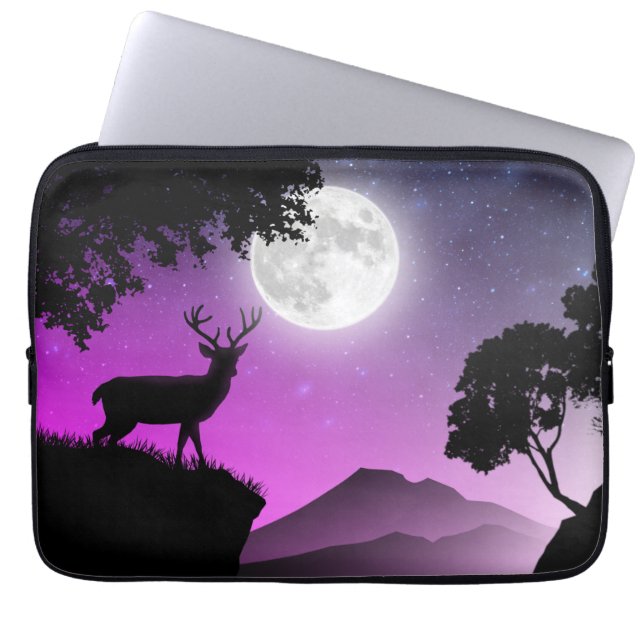 Funda Para Portátil Cerf sous la lune violet (Frente)