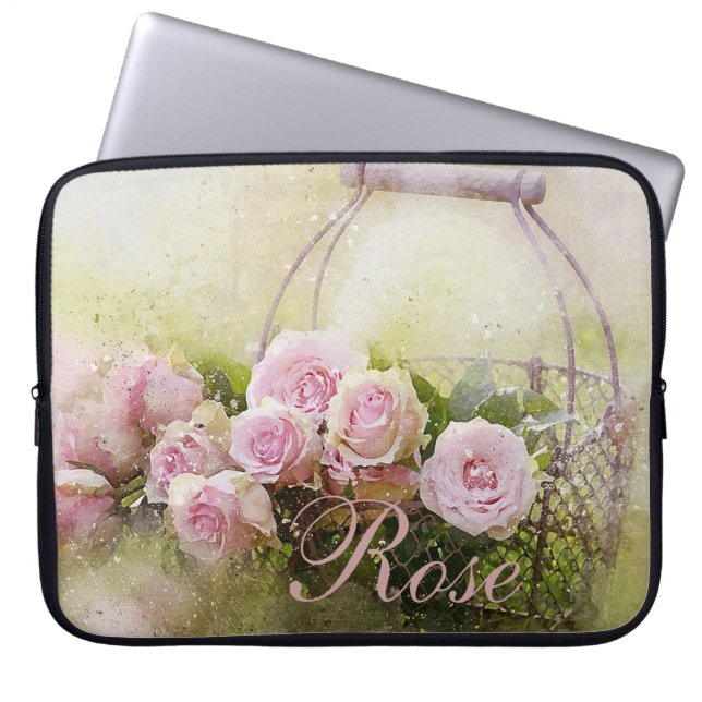 Funda Para Portátil Cesta rosa rosa (Frente)