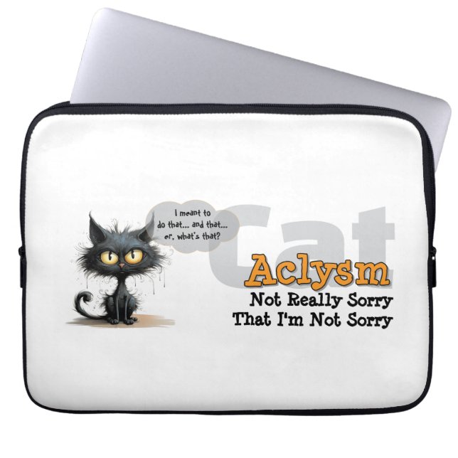 Funda para portátil Chaos Kitty: No se arrepiente (Frente)
