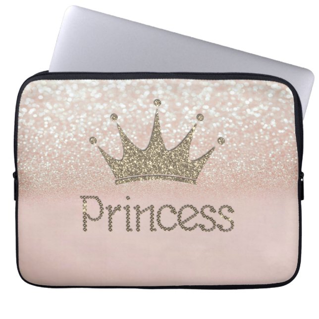 Funda Para Portátil Charming Chic Tiara Princess,Glitter Bokeh (Frente)