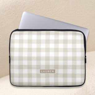 Funda Para Portátil Cheque de búfalo beige de granja Monogramado