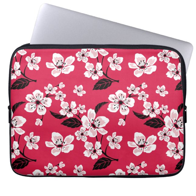 FUNDA PARA PORTÁTIL CHERRY BLOSSOM - SAKURA (ROJO) (Frente)