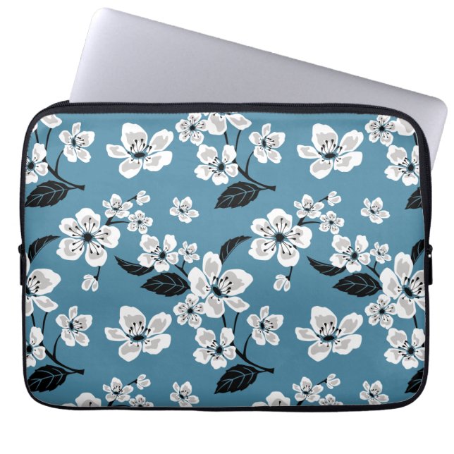FUNDA PARA PORTÁTIL CHERRY BLOSSOM - SAKURA (SMOKY BLUE) (Frente)