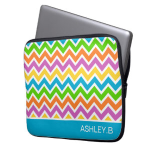 Funda Para Portátil Chevron arcoiris brillante personalizado