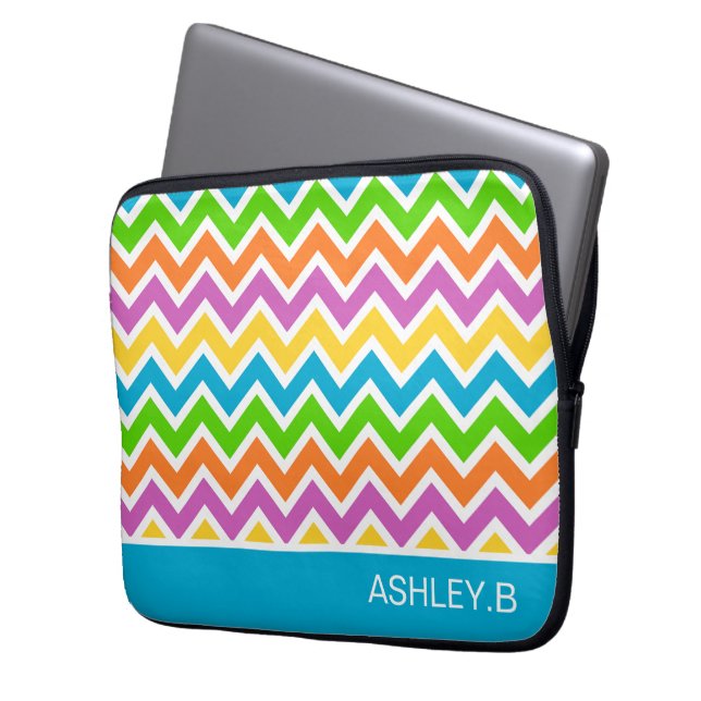 Funda Para Portátil Chevron arcoiris brillante personalizado (Anverso izquierdo)