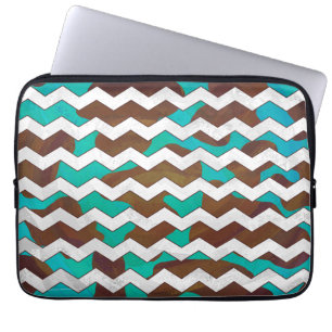 Funda Para Portátil Chevron Cow Brown e impresión Verde azulada