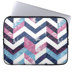 Funda Para Portátil Chevron de mármol blanco rosa azul