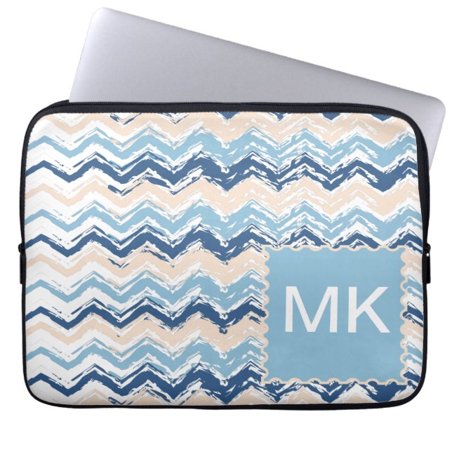 Funda Para Portátil Chevron de olas oceánicas (Frente)