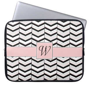 Funda para portátil Chevron en negro, blanco y rub