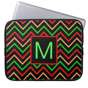 Funda Para Portátil Chevron Fresco Genial en Monograma Negro