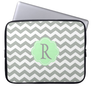 Funda Para Portátil Chevron gris elegante, elegante y clásico