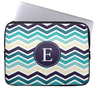 Funda Para Portátil Chevron Monogram Naval Blue Cream