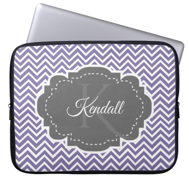 Funda Para Portátil Chevron morado personalizado (Frente)