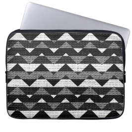 Funda Para Portátil Chevron negro y blanco Zigzag Burlap Jute