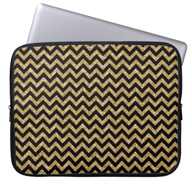 Funda Para Portátil Chevron Purpurina Look Electronics Sleeve (Frente)