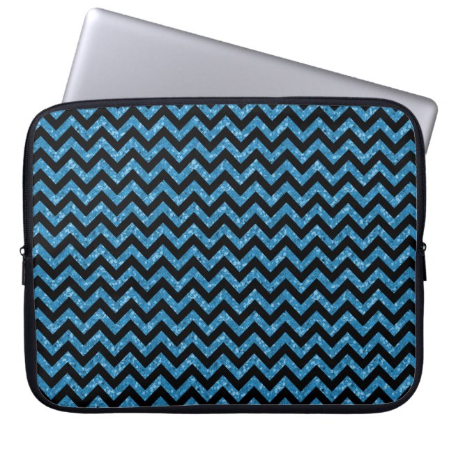 Funda Para Portátil Chevron Purpurina Look Electronics Sleeve (Frente)