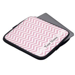 Funda Para Portátil Chevron rosa y blanco