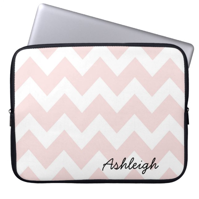 Funda Para Portátil Chevron rosado y blanco (Frente)