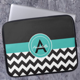 Funda Para Portátil Chevron Teal Negro