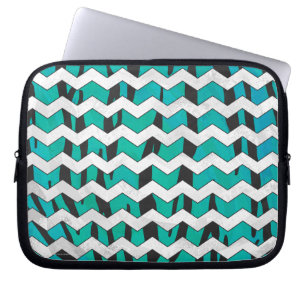 Funda Para Portátil Chevron Tiger Impresión negra y Verde azulada
