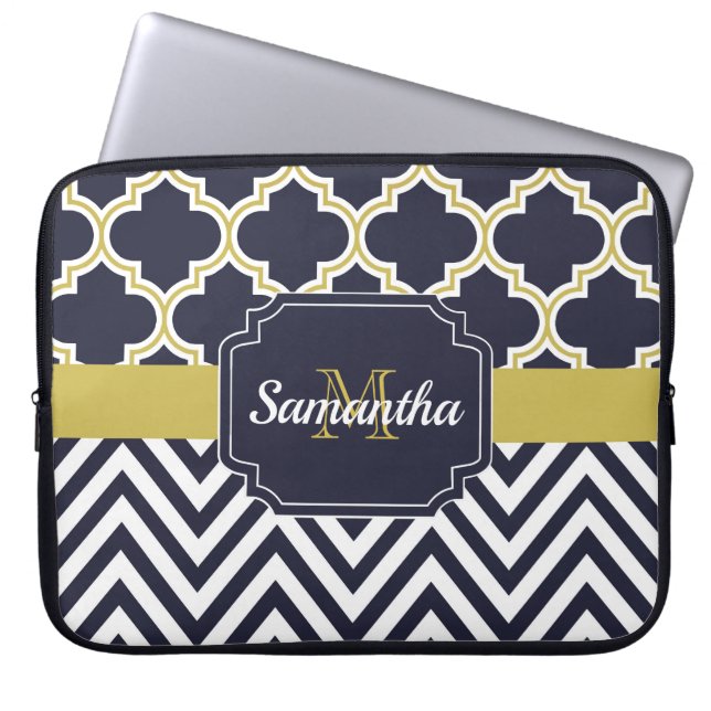 Funda Para Portátil Chevron y Quatrefoil (Frente)