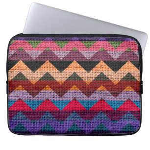 Funda Para Portátil Chevron Zigzag Colorido de Arpillera Yute #9