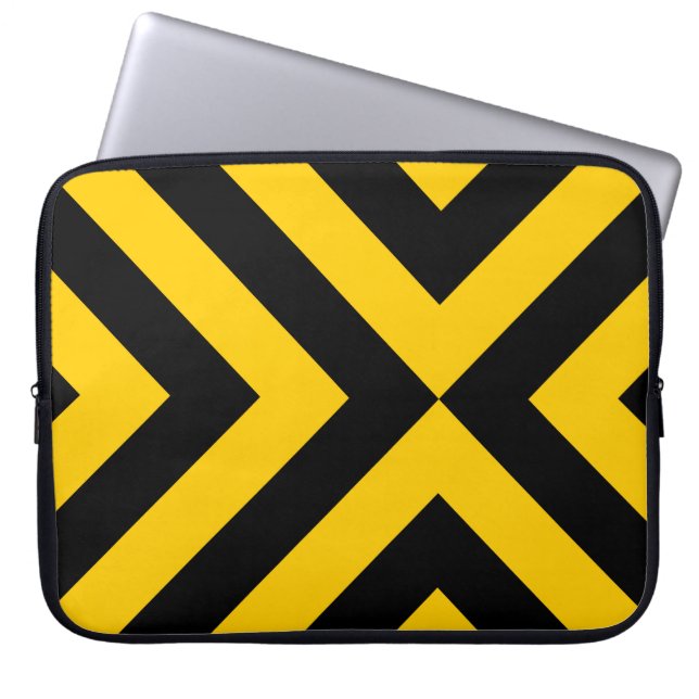 Funda Para Portátil Chevrons amarillos y negros (Frente)