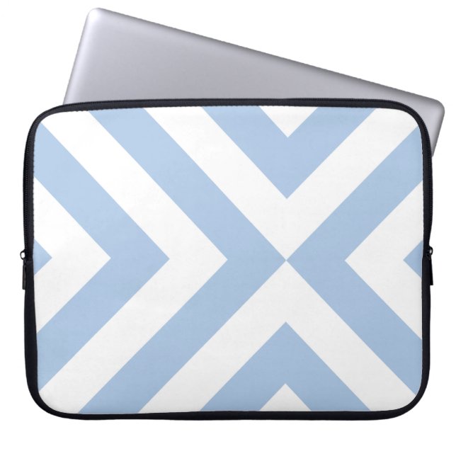 Funda Para Portátil Chevrons azul claro y blanco (Frente)