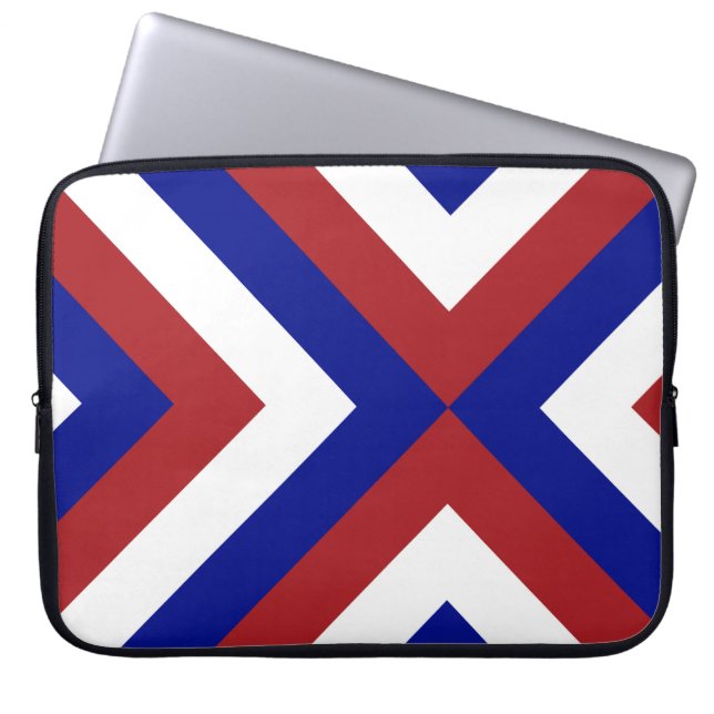 Funda Para Portátil Chevrons rojo, blanco y azul (Frente)