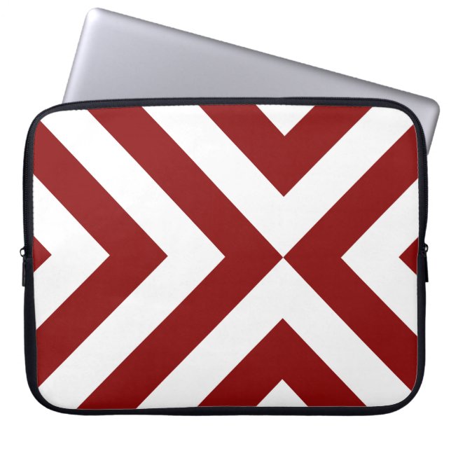 Funda Para Portátil Chevrons rojo y blanco (Frente)