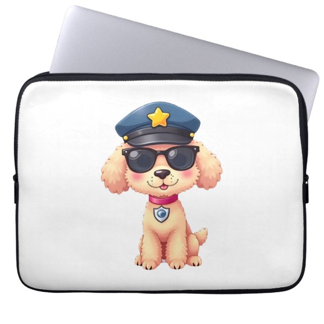 Funda Para Portátil Chibi Anime Policía Poodle Dog (Frente)