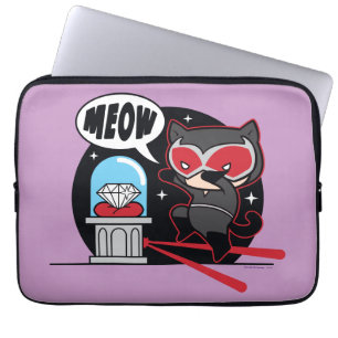 Funda Para Portátil Chibi Catwoman Robando un diamante