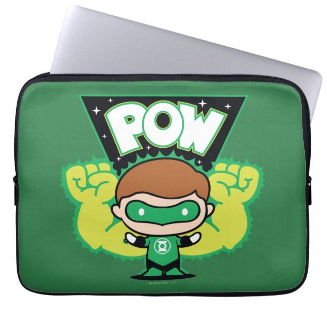 Funda Para Portátil Chibi Green Lantern Formando puños gigantes (Frente)