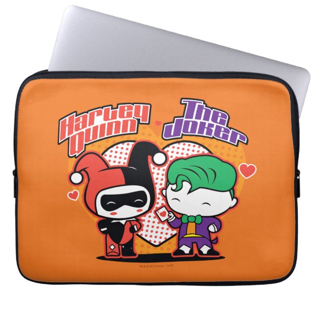Funda Para Portátil Chibi Harley Quinn & Chibi Joker Hearts (Frente)