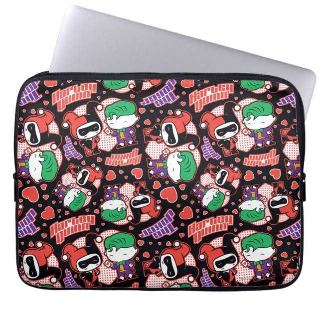 Funda Para Portátil Chibi Joker and Harley Heart Pattern (Frente)