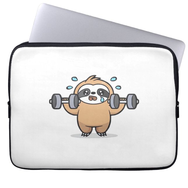Funda Para Portátil Chibi Sloth Gym Fail - Cute Kawaii Funny Workout A (Frente)