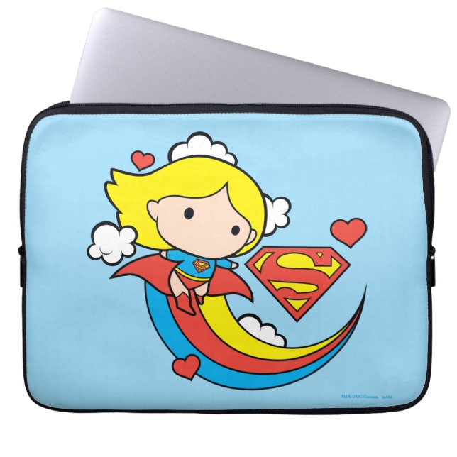 Funda Para Portátil Chibi Supergirl Volando Arcoiris (Frente)