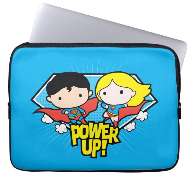 Funda Para Portátil ¡Chibi Superman & Chibi Supergirl Power Up! (Frente)