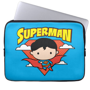 Funda Para Portátil Chibi Superman Polka Dot Shield y Name